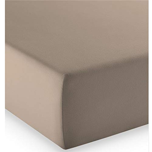 Fleuresse Mako-Jersey-Spannlaken comfort Farbe taupe 9042 fleuresse Comfort Spannbettlaken (96 % Baumwolle, 4 % Elasthan), mit Rumdumgummizug, Ökotex Standard 100, für Matratzen bis 26 cm Höhe, 90 - 100 x 200 - 220 cm, taupe von fleuresse