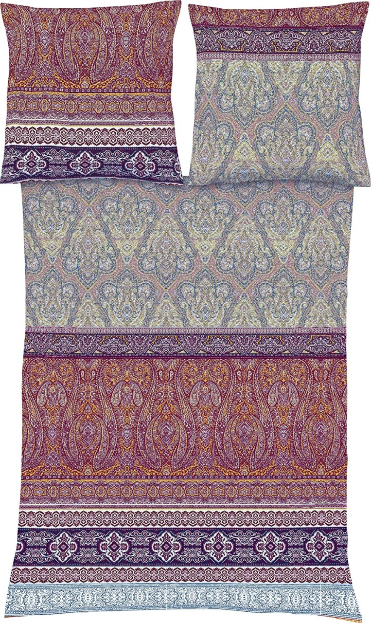 Fleuresse Mako-Satin Bettwäsche 155x220 Ornamente Paisley mystic rot 114128-14 von Fleuresse