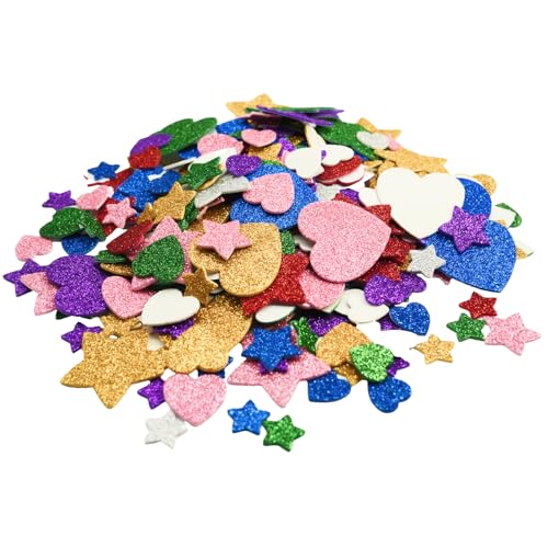 Flewdart 300pcs Moosgummi Sticker Glitzer Selbstklebend Sterne Herzförmig, Moosgummi Aufkleber Glitzersticker Klein Für Wand Dekoration, Diy Dekoration Basteln, Bunte Flewdart 300pcs Moosgummi Sticker Glitzer Selbstklebend Sterne Herzförmig, Moosgummi Aufkleber Glitzersticker Klein Für Wand Dekoration, Diy Dekoration Basteln, Bunte von Flewdart