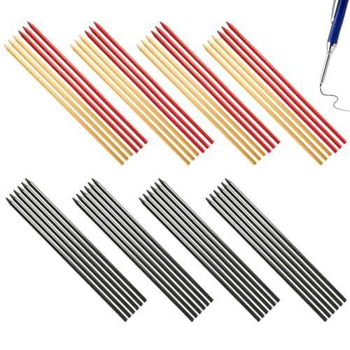 Flewdart 48pcs 2.8mm Tieflochmarker Minen Für Baustelle Zimmermannsbleistift Schwarz Rot Gelb, Ersatzminen Tiefenlochmarker Für Zimmerleute Und Bauarbeiter, Solide Bleistift Baustelle Minen (48) von Flewdart