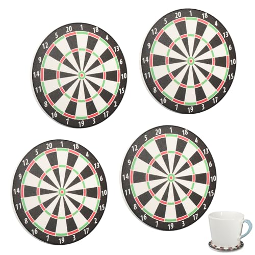 Flewdart 4pcs Dart untersetzer Keramik 10cm, Dart Geschenke für Dartspieler Männer, Dart-Geschenke, Dart Deko von Flewdart