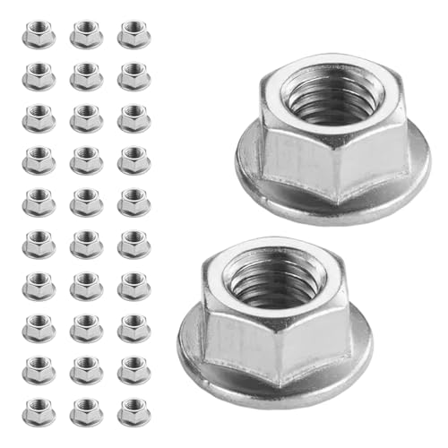 Flewdart Flanschmutter Mit Sperrverzahnung M8 304 Edelstahl, Sechskantmuttern Mit Flansch Und Sperrverzahnung Schrauben ø 5mm Din 6923 / Iso 4161, M5/M6/M8/M10/M12/M14 (M8 30pcs) von Flewdart