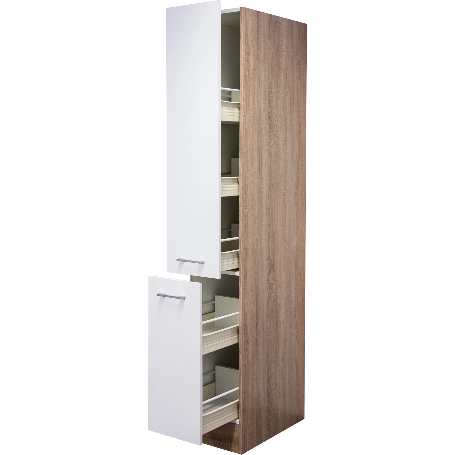 Flex-Well Classic Apotheker-Hochschrank Florida30 cm Weiß-Sonoma Eiche von Flex-Well Classic