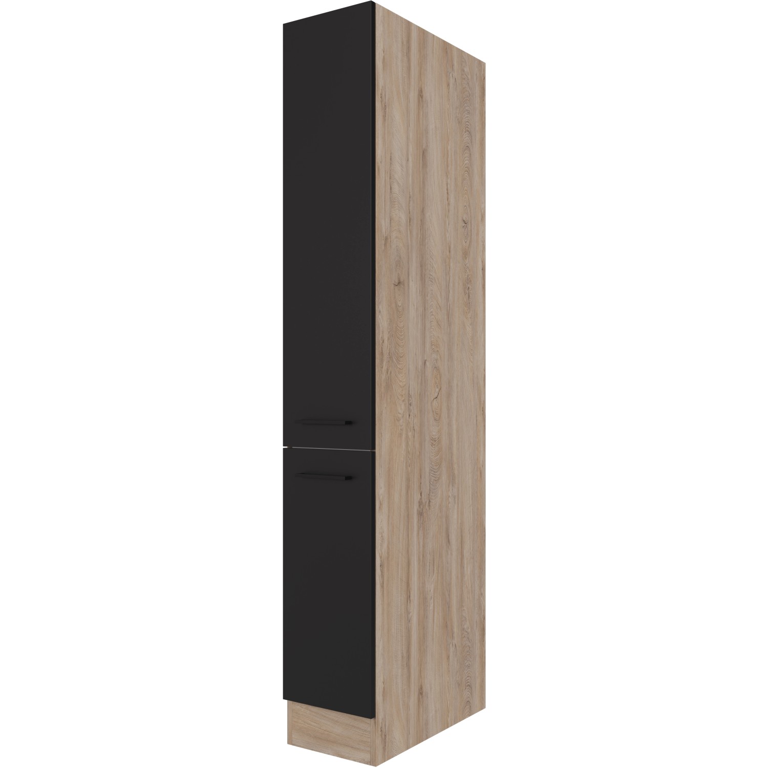 Flex-Well Exclusiv Apotheker-Hochschrank Capri 30 cm Schwarz Matt-Endgrain Oak von Flex-Well Exclusiv