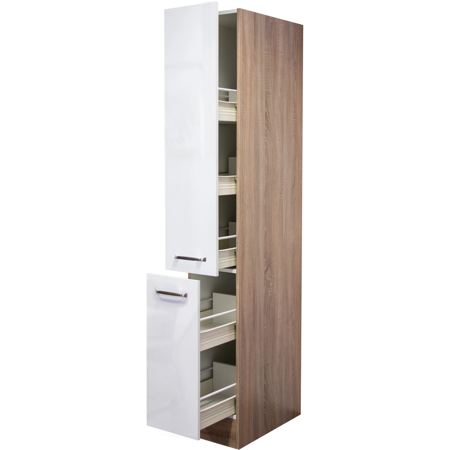 Flex-Well Exclusiv Apotheker-Hochschrank Valero 30 cm Hochglanz Weiß von Flex-Well Exclusiv