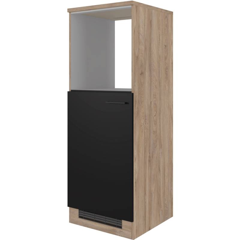 Flex-Well Exclusiv Demi-Geräteumbauschrank Capri 60 cm Schwarz Matt-Endgrain Oak von Flex-Well Exclusiv