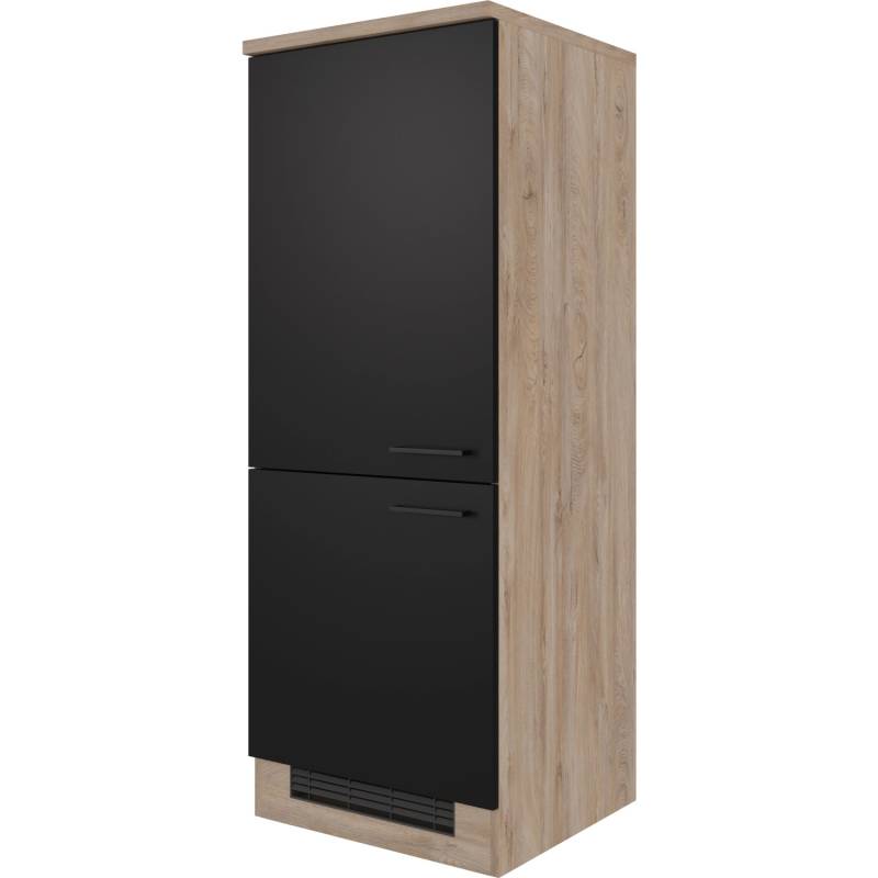 Flex-Well Exclusiv Demi-Geräteumbauschrank Capri 60 cm Schwarz Matt-Endgrain Oak von Flex-Well Exclusiv