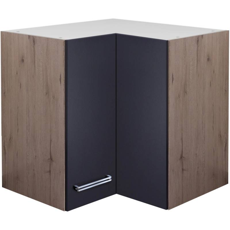 Flex-Well Exclusiv Eck-Hängeschrank Lara 60 x 60 cm Anthrazit-San Remo Eiche von Flex-Well Exclusiv