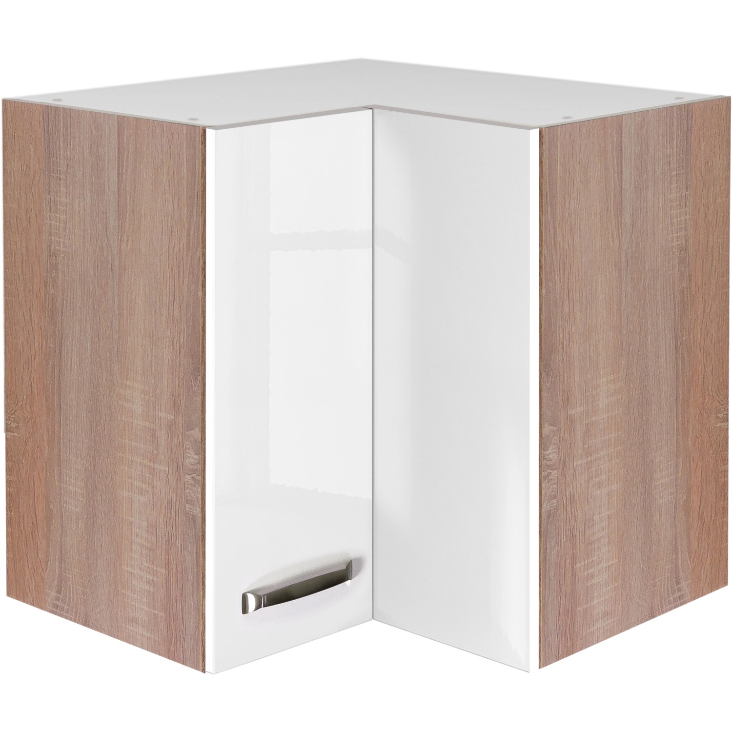 Flex-Well Exclusiv Eck-Hängeschrank Valero 60 cm x 60 cm Hochglanz Weiß von Flex-Well Exclusiv