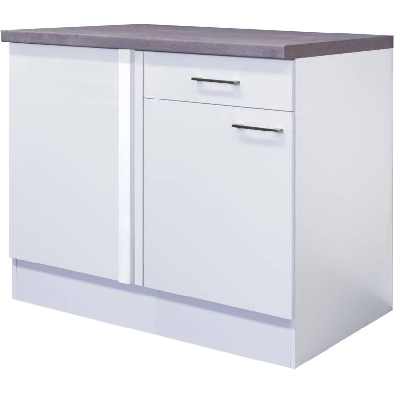 Flex-Well Exclusiv Eck-Unterschrank Joelina 110 x 60 cm Weiß von Flex-Well Exclusiv