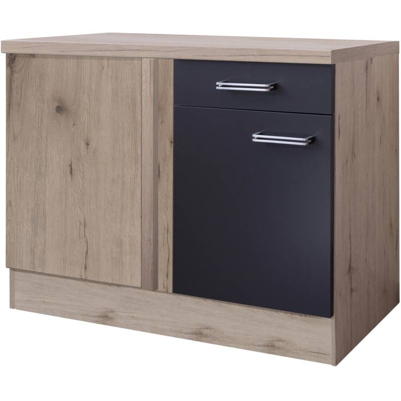 Flex-Well Exclusiv Eck-Unterschrank Lara 110 x 60 cm Anthrazit-San Remo Eiche von Flex-Well Exclusiv