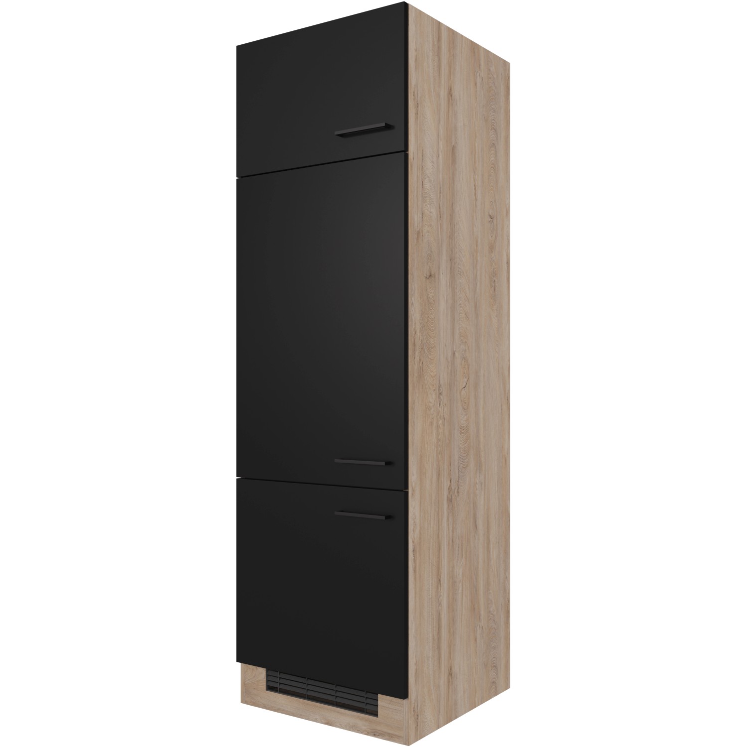 Flex-Well Exclusiv Geräteumbauschrank Capri 60 cm Schwarz Matt-Endgrain Oak von Flex-Well Exclusiv