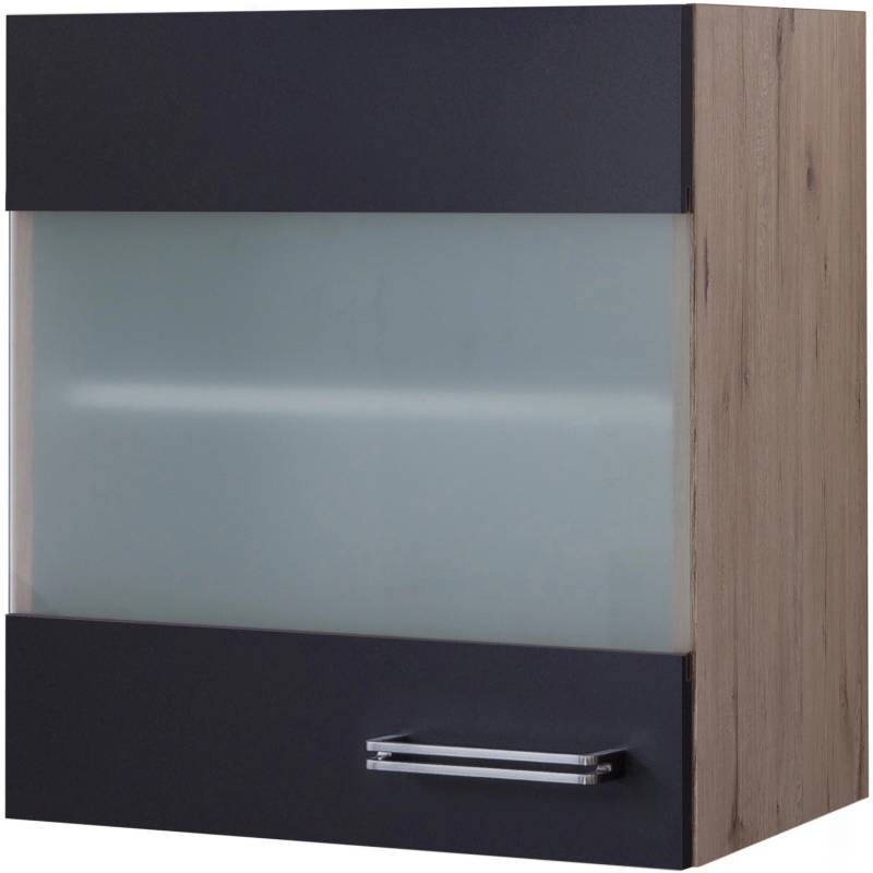 Flex-Well Exclusiv Glas-Hängeschrank Lara 50 cm Anthrazit-San Remo Eiche von Flex-Well Exclusiv