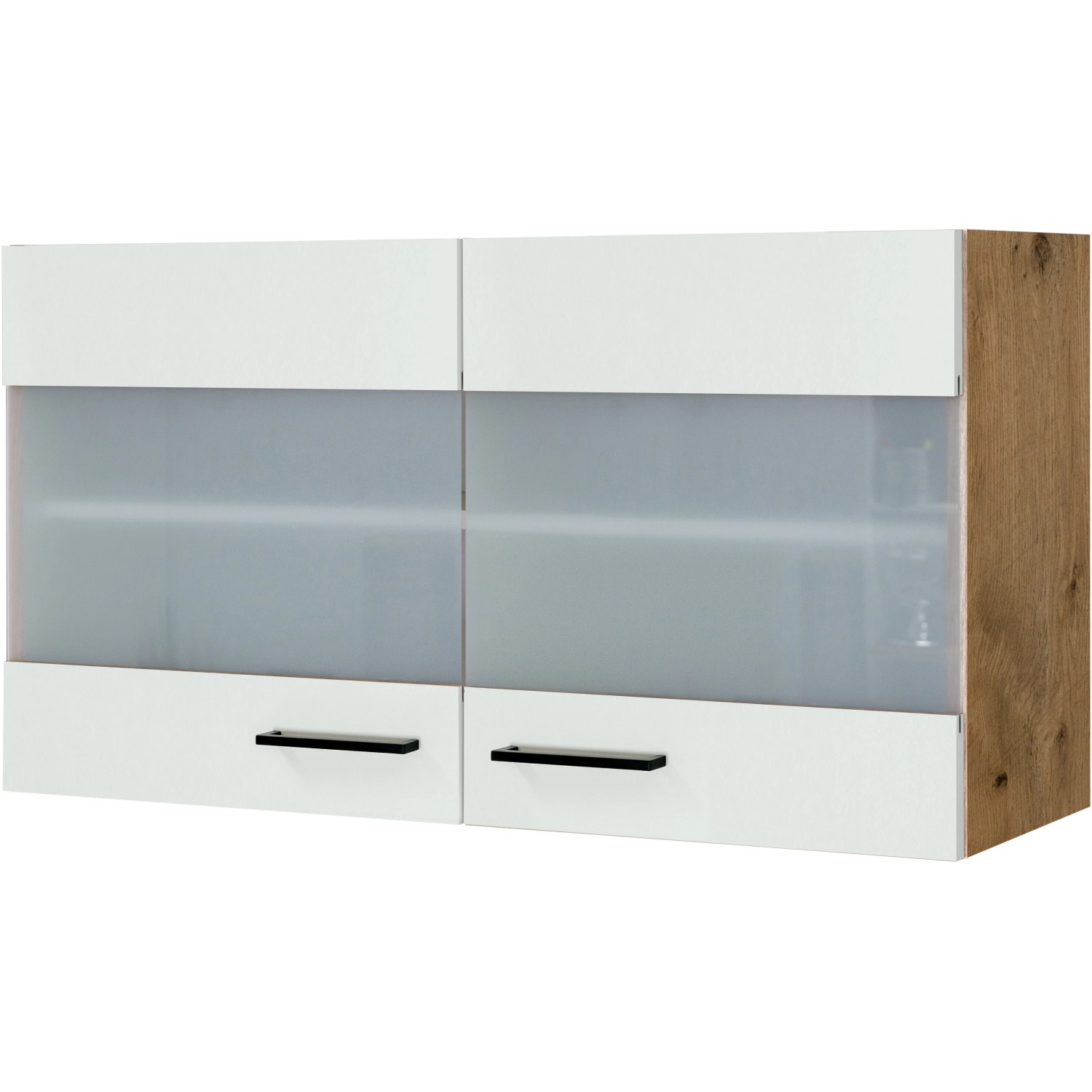 Flex-Well Exclusiv Glas-Oberschrank Vintea 100 cm Magnolie matt - Lancelot Oak von Flex-Well Exclusiv