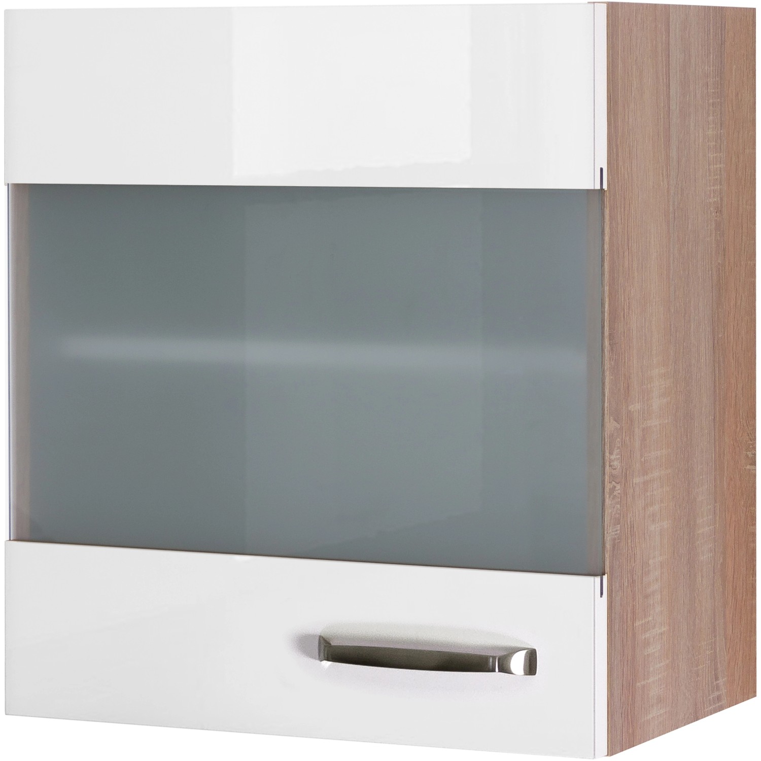 Flex-Well Exclusiv Hängeschrank Valero 50 cm x 55 cm Hochglanz Weiß-Sonoma Eiche von Flex-Well Exclusiv