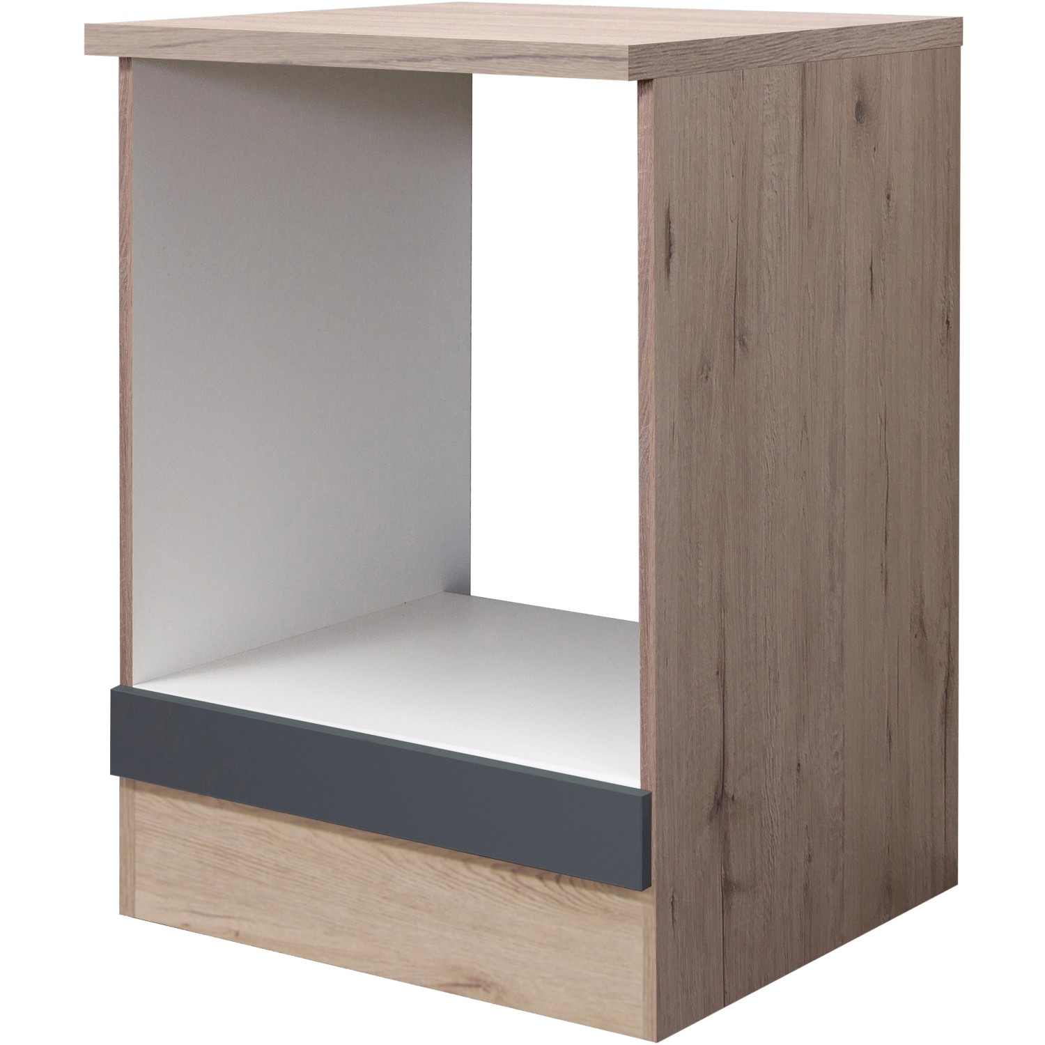 Flex-Well Exclusiv Herdumbauschrank Morena 60cm Basaltgrau matt - San Remo Eiche von Flex-Well Exclusiv