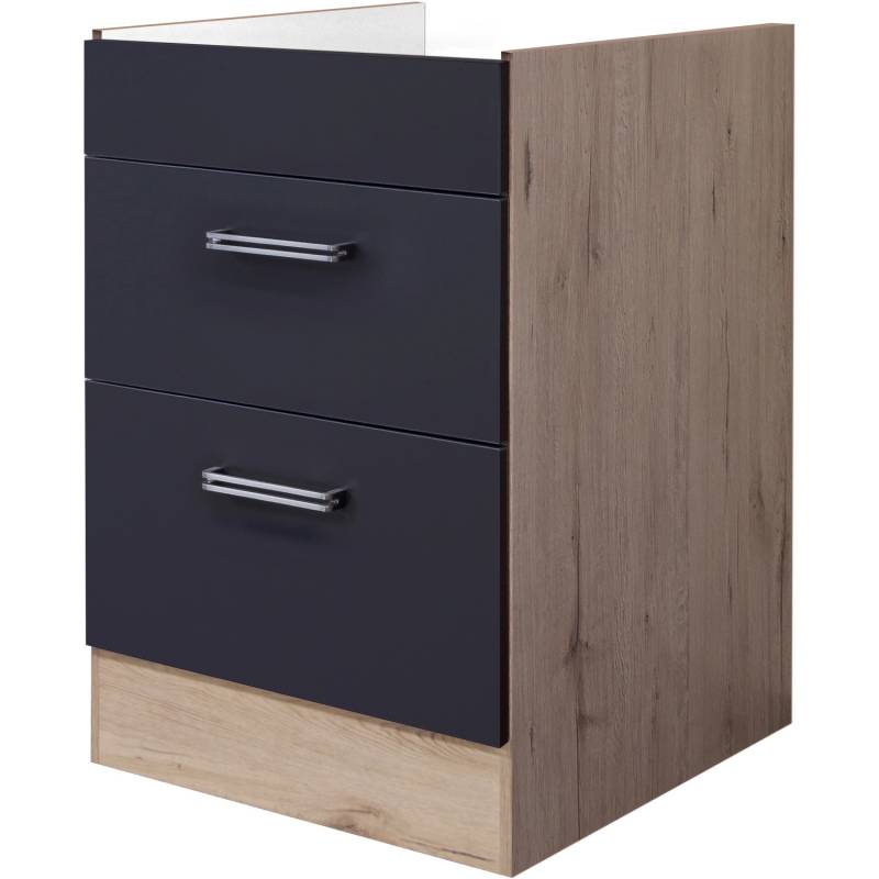 Flex-Well Exclusiv Kochstellenschrank Lara 60 cm ohne Arbeitsplatte Anthrazit - von Flex-Well Exclusiv