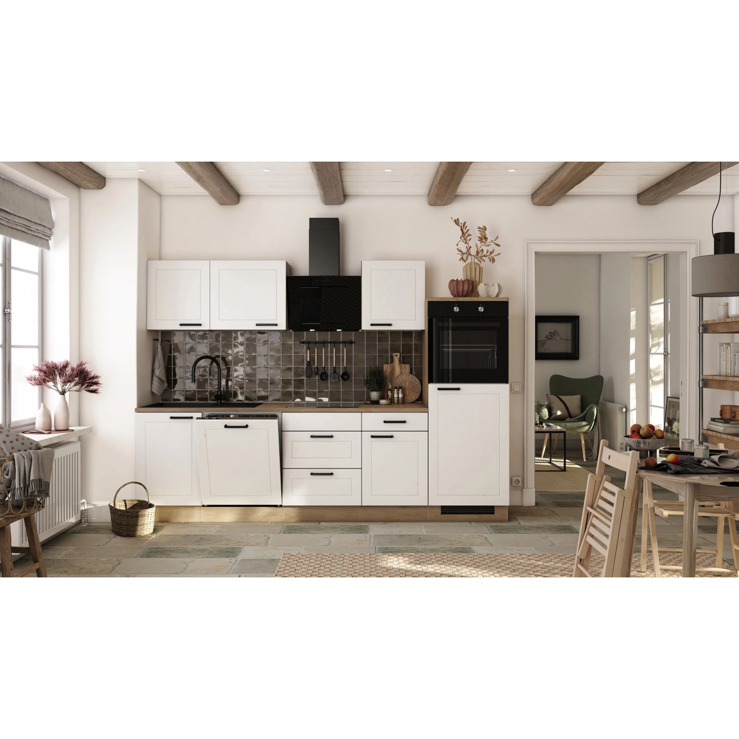 Flex-Well Exclusiv Küche Julia 280 cm ohne E-Geräte Weiß matt-Cosmopolitan Eiche Flex-Well Exclusiv Küche Julia 280 cm ohne E-Geräte Weiß matt-Cosmopolitan Eiche von Flex-Well Exclusiv