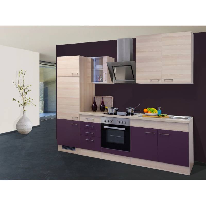 Flex-Well Exclusiv Küchenzeile Focus 270 cm Akazie-Aubergine von Flex-Well Exclusiv