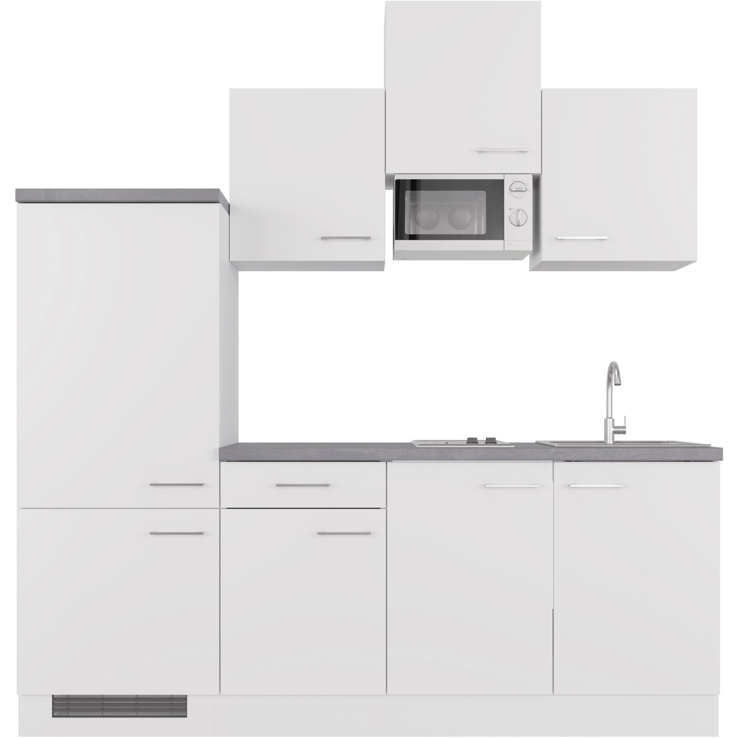 Flex-Well Exclusiv Küchenzeile Joelina 210 cm Weiß matt - Beton Grau von Flex-Well Exclusiv
