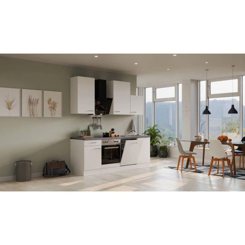 Flex-Well Exclusiv Küchenzeile Joelina 220 cm Weiß matt - Beton Grau von Flex-Well Exclusiv