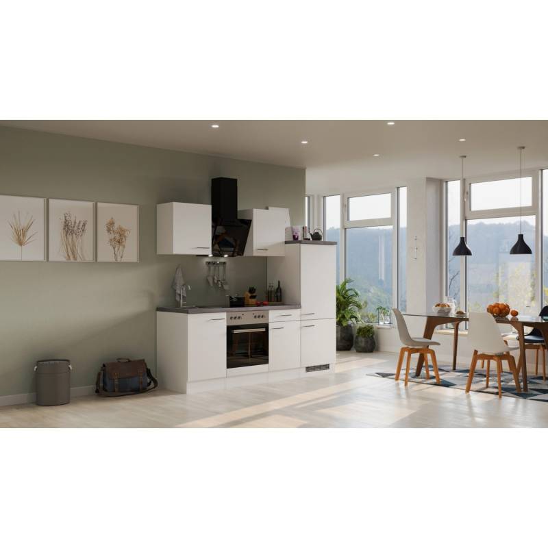 Flex-Well Exclusiv Küchenzeile Joelina 220 cm Weiß matt - Beton Grau von Flex-Well Exclusiv