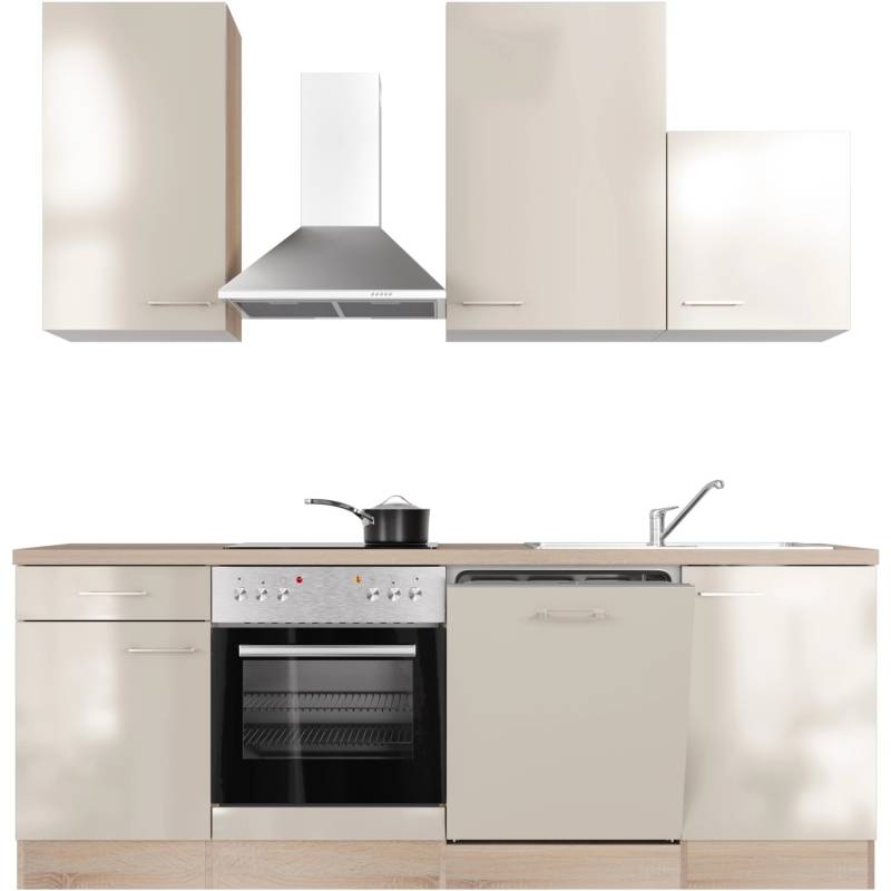 Flex-Well Exclusiv Küchenzeile Orlando 220 cm Kaschmir Glanz - Sonoma Eiche von Flex-Well Exclusiv