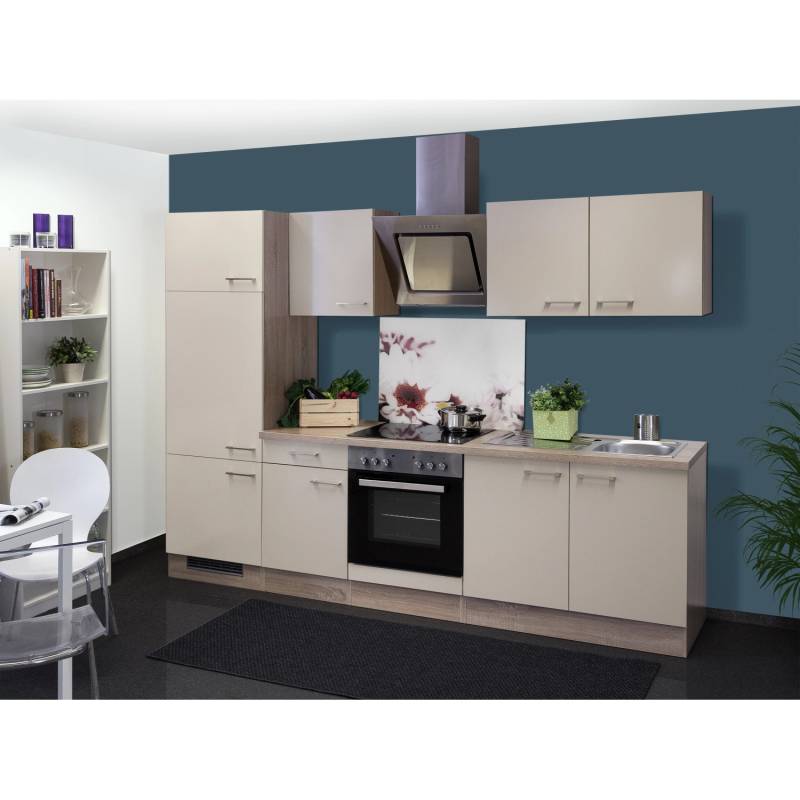 Flex-Well Exclusiv Küchenzeile Orlando 270 cm Kaschmir Glanz-Sonoma Eiche von Flex-Well Exclusiv