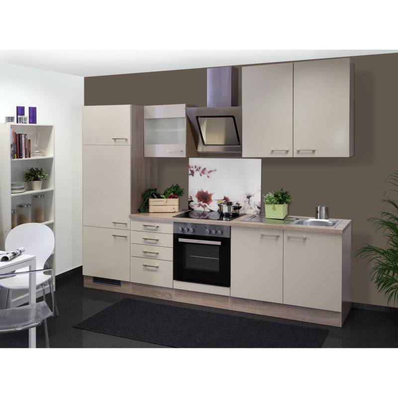 Flex-Well Exclusiv Küchenzeile Orlando 270 cm Kaschmir Glanz-Sonoma Eiche von Flex-Well Exclusiv
