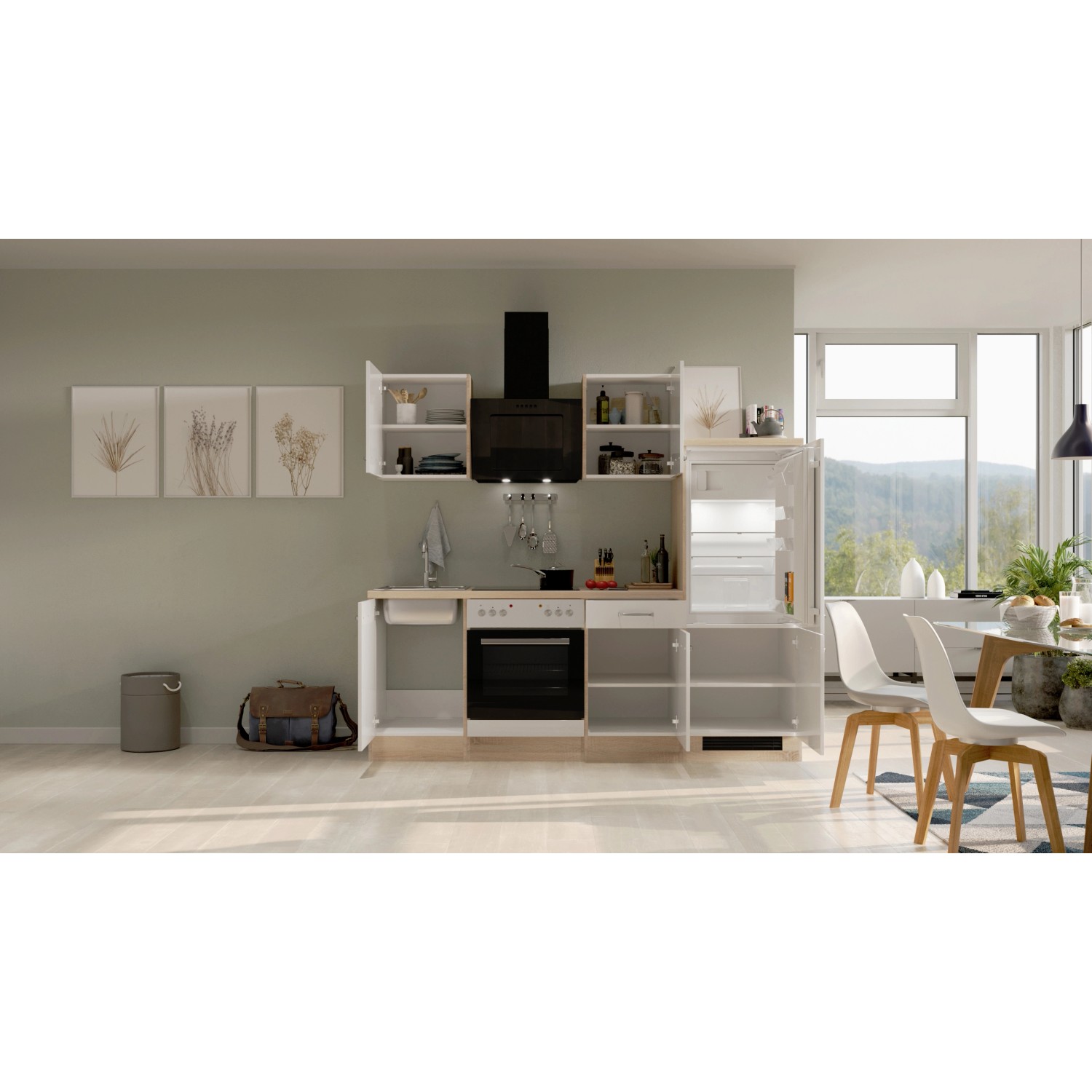 Flex-Well Exclusiv Küchenzeile Valero 220 cm Hochglanz Weiß - Sonoma Eiche Flex-Well Exclusiv Küchenzeile Valero 220 cm Hochglanz Weiß - Sonoma Eiche von Flex-Well Exclusiv