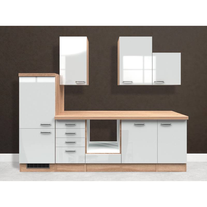 Flex-Well Exclusiv Küchenzeile Valero 280 cm ohne E-Geräte Hochglanz Weiß von Flex-Well Exclusiv