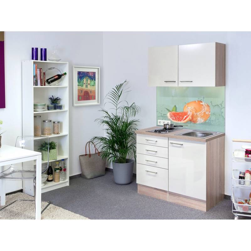 Flex-Well Exclusiv Miniküche Orlando 100 cm Kaschmir Glanz-Sonoma Eiche von Flex-Well Exclusiv
