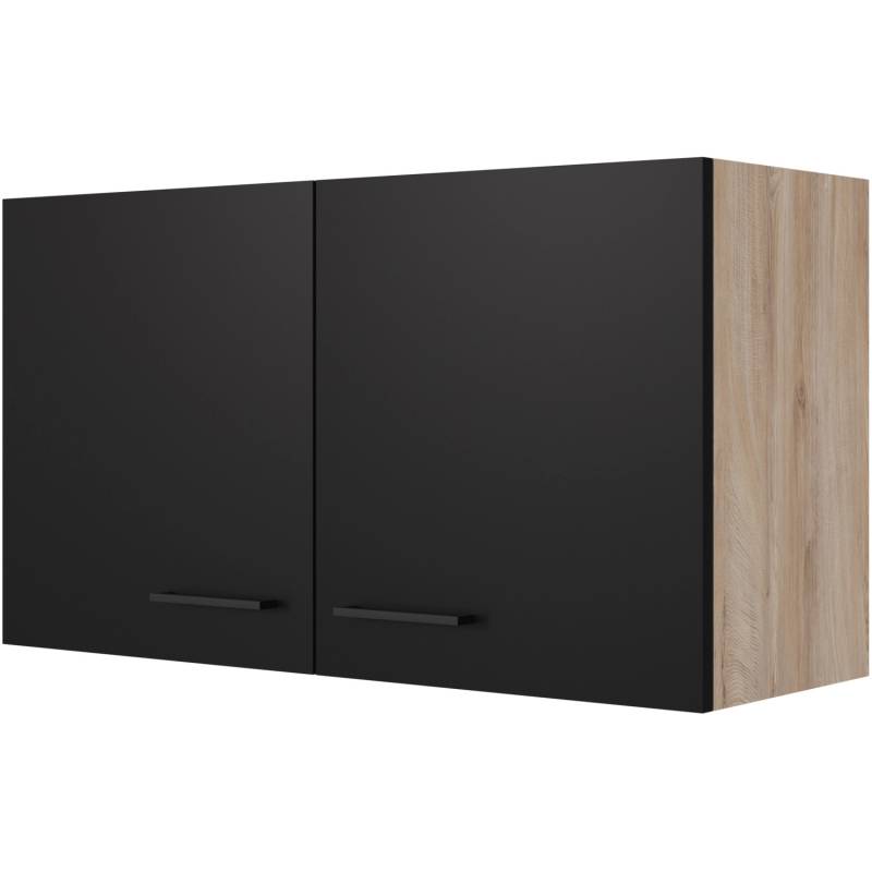 Flex-Well Exclusiv Oberschrank Capri 100 cm Schwarz Matt-Endgrain Oak von Flex-Well Exclusiv