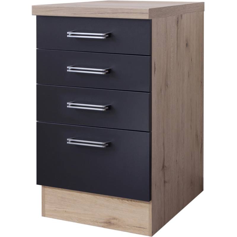 Flex-Well Exclusiv Schubkasten-Unterschrank Lara 50 cm Anthrazit-San Remo Eiche von Flex-Well Exclusiv