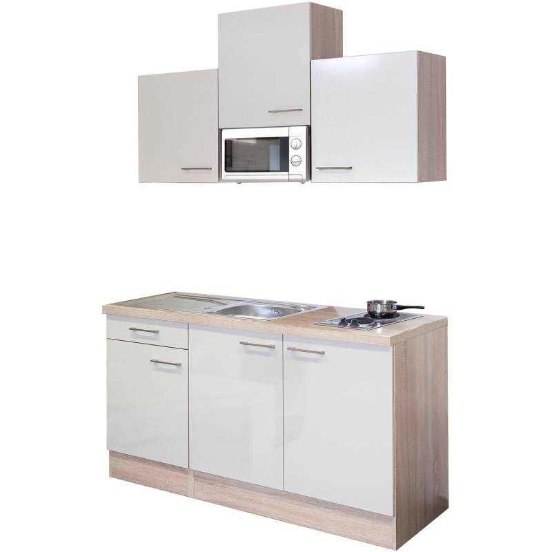 Flex-Well Exclusiv Singleküche Orlando 150 cm breit Kaschmir Glanz-Sonoma Eiche von Flex-Well Exclusiv