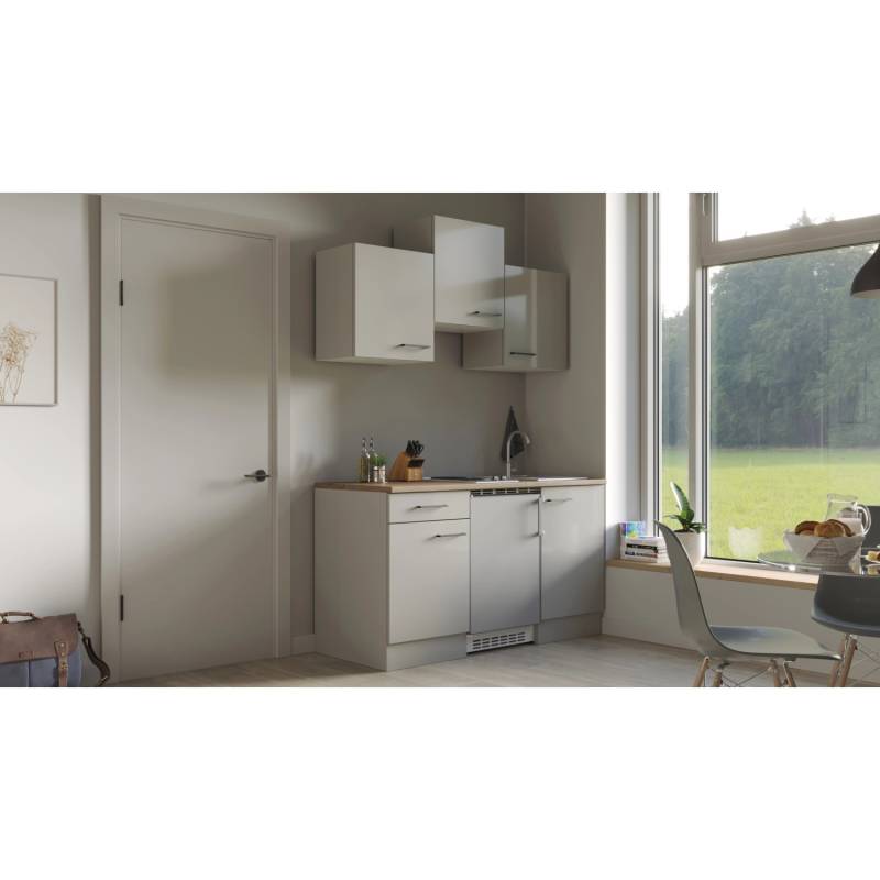 Flex-Well Exclusiv Singleküche Lund 150 cm Lichtgrau glänzend-Rauchgrau von Flex-Well Exclusiv
