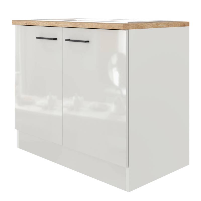 Flex-Well Exclusiv Spülenschrank DSPU Lund 100 cm Lichtgrau glänzend-Rauchgrau von Flex-Well Exclusiv