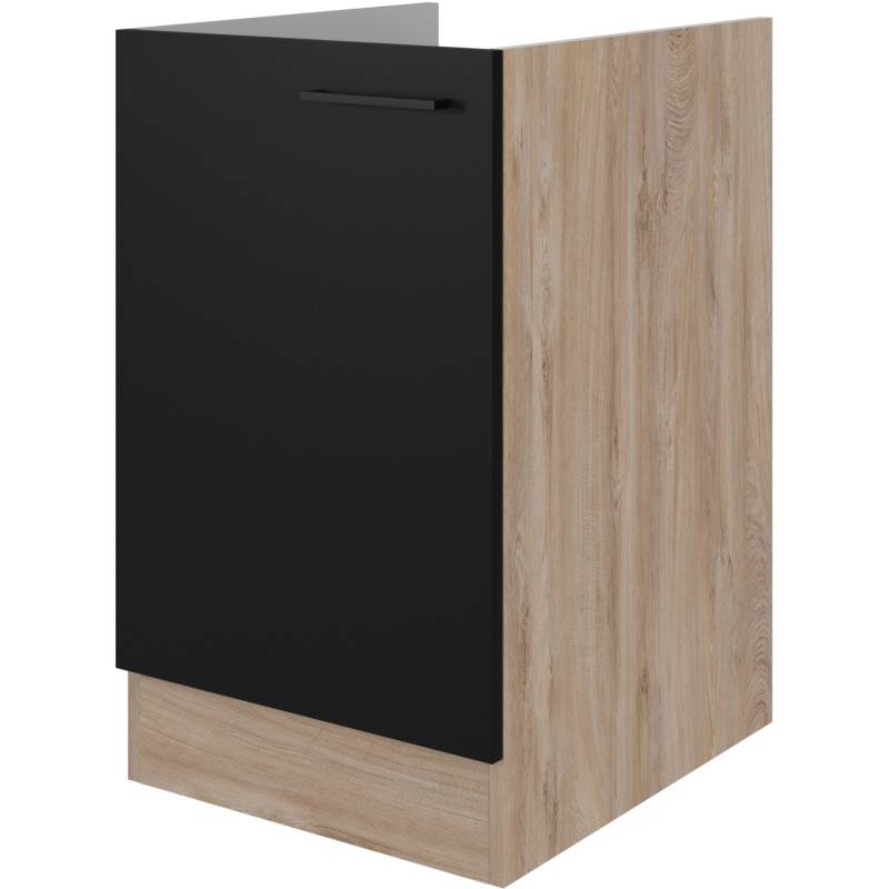 Flex-Well Exclusiv Spülenunterschrank Capri 50 cm Schwarz Matt-Endgrain Oak von Flex-Well Exclusiv