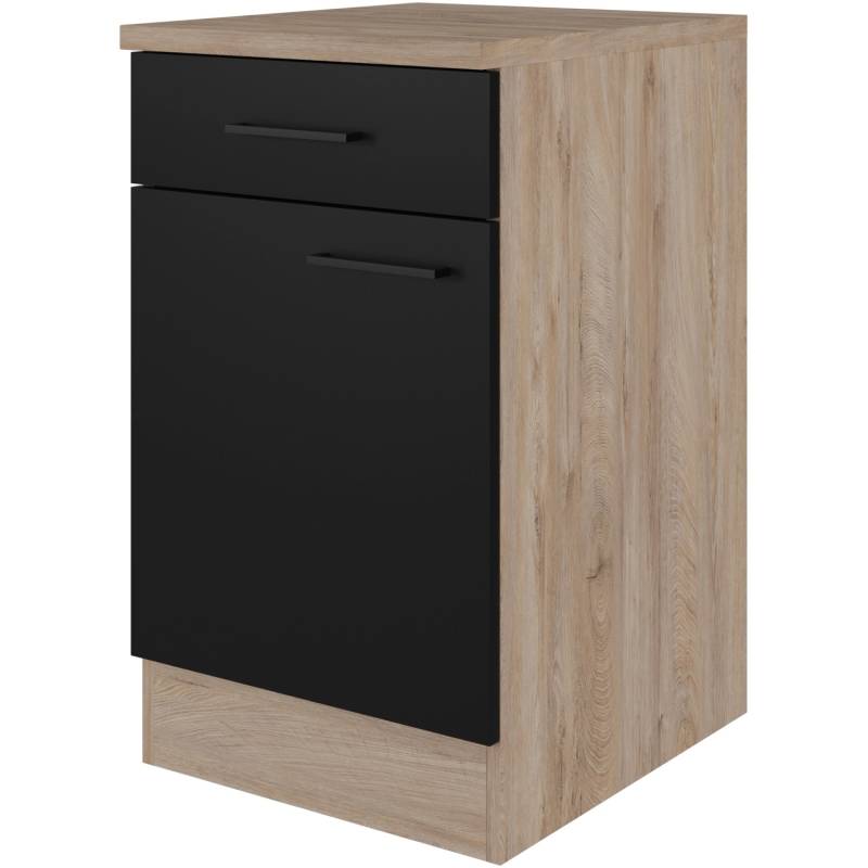 Flex-Well Exclusiv Unterschrank Capri 50 cm Schwarz Matt-Endgrain Oak von Flex-Well Exclusiv