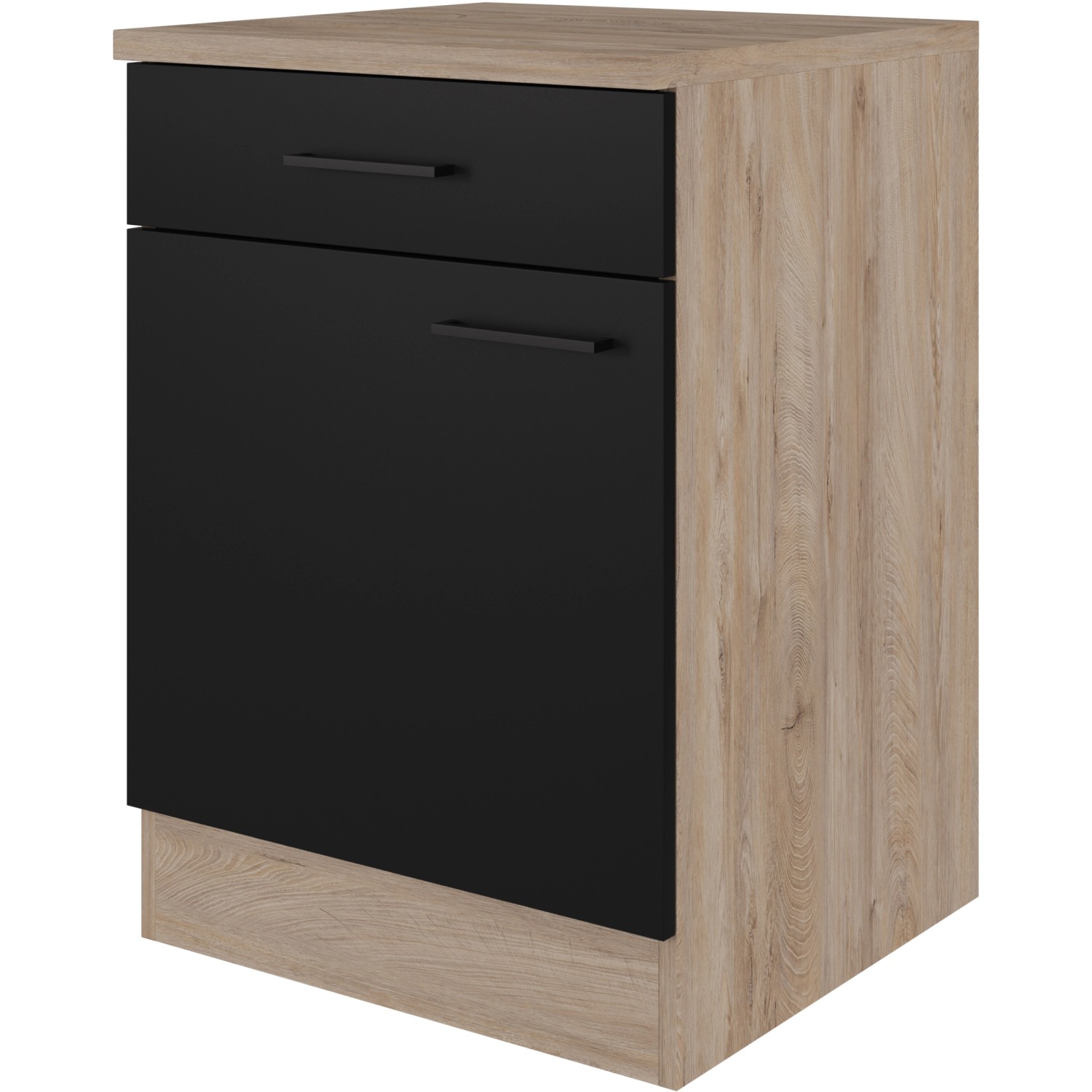 Flex-Well Exclusiv Unterschrank Capri 60 cm Schwarz Matt-Endgrain Oak von Flex-Well Exclusiv