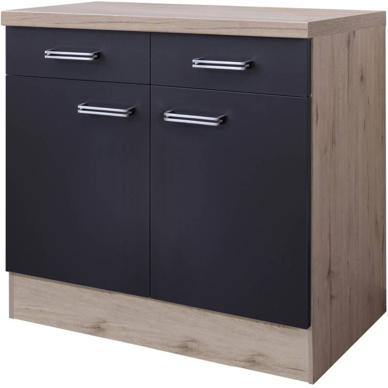 Flex-Well Exclusiv Unterschrank Lara 80 cm Anthrazit-San Remo Eiche von Flex-Well Exclusiv