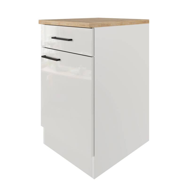 Flex-Well Exclusiv Unterschrank Lund 50 cm Lichtgrau glänzend-Rauchgrau von Flex-Well Exclusiv