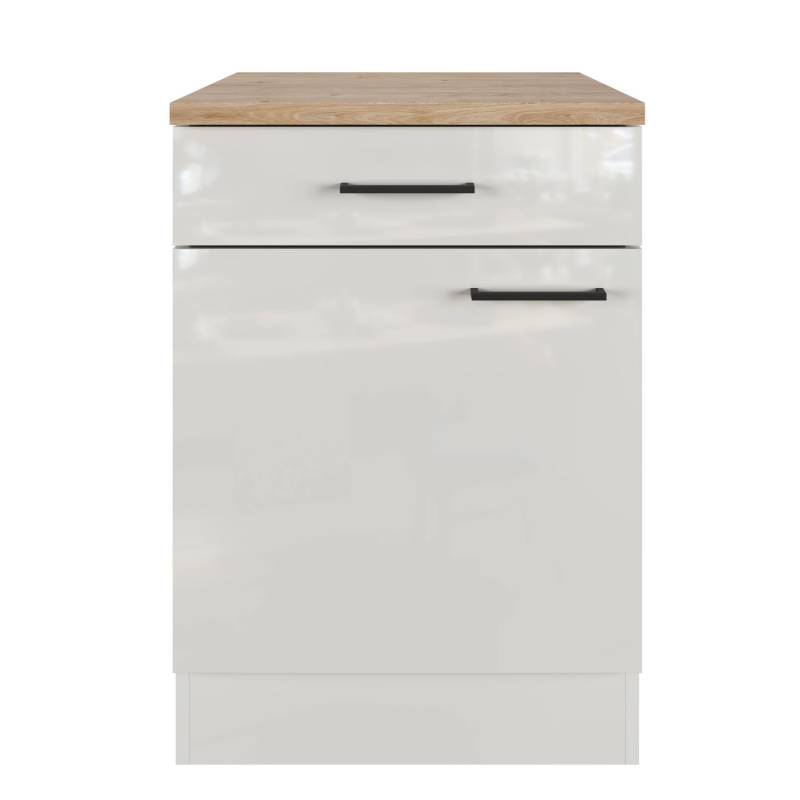 Flex-Well Exclusiv Unterschrank Lund 60 cm Lichtgrau glänzend-Rauchgrau von Flex-Well Exclusiv