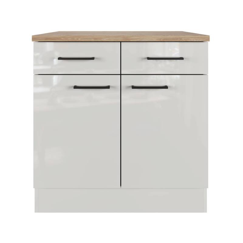 Flex-Well Exclusiv Unterschrank Lund 80 cm Lichtgrau glänzend-Rauchgrau von Flex-Well Exclusiv