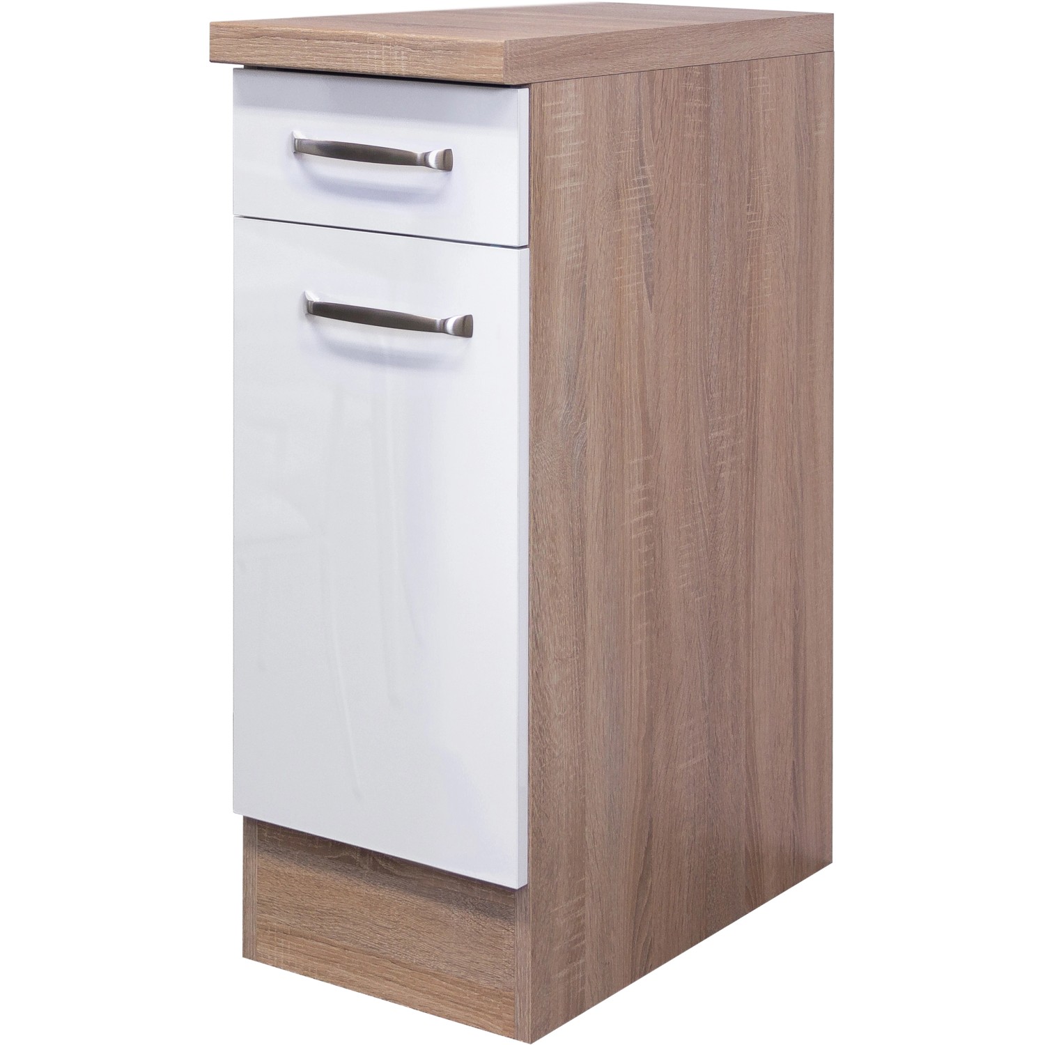 Flex-Well Exclusiv Unterschrank Valero 30 cm Hochglanz Weiß-Sonoma Eiche von Flex-Well Exclusiv