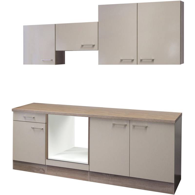 Flex-Well Küchenzeile 210 cm ohne E-Geräte Orlando Kaschmir Glanz - Sonoma Eiche von Flex-Well Exclusiv