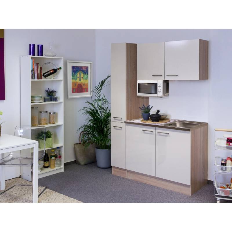 Flex-Well Singleküche 130 cm Orlando Kaschmir Glanz-Sonome Eiche von Flex-Well Exclusiv