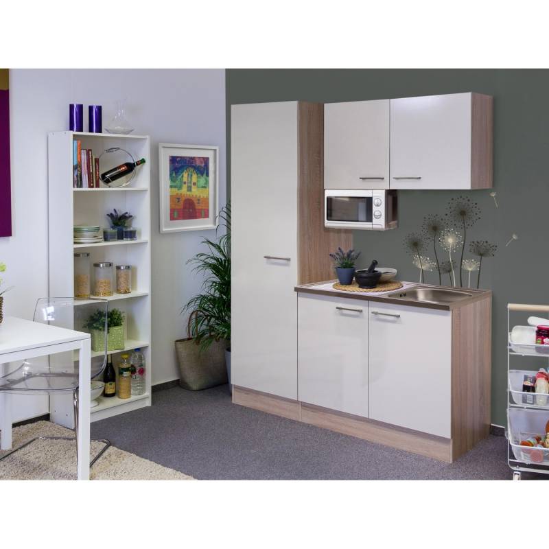 Flex-Well Singleküche 150 cm Orlando Kaschmir Glanz-Sonome Eiche von Flex-Well Exclusiv