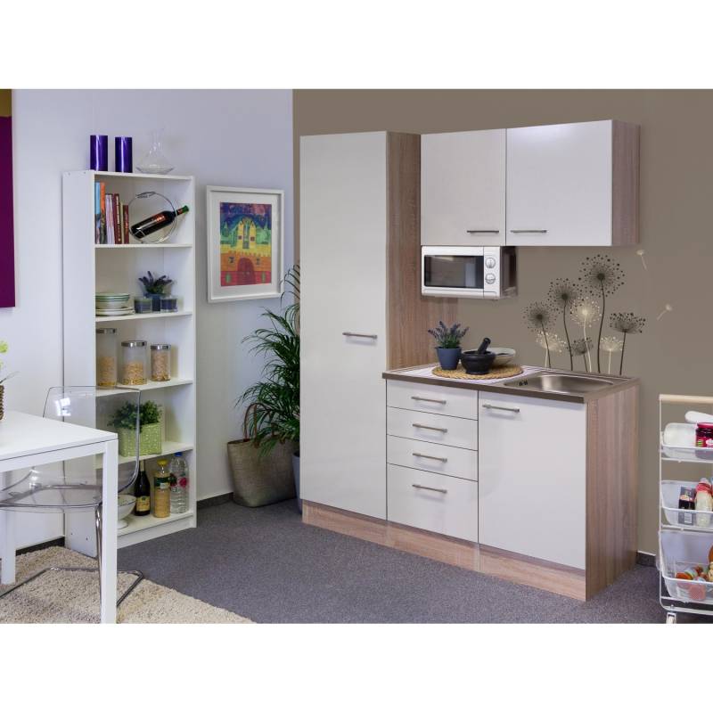 Flex-Well Singleküche 150 cm Orlando Kaschmir Glanz-Sonome Eiche von Flex-Well Exclusiv