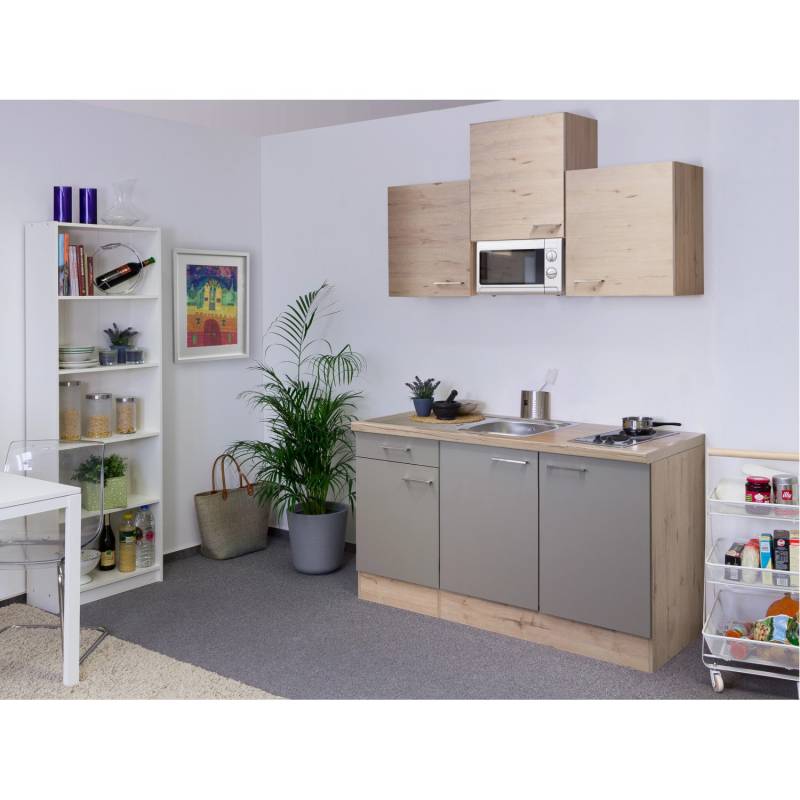 Flex-Well Singleküche Arizona 150 cm Quarz Cubanit-San Remo Eiche von Flex-Well Exclusiv